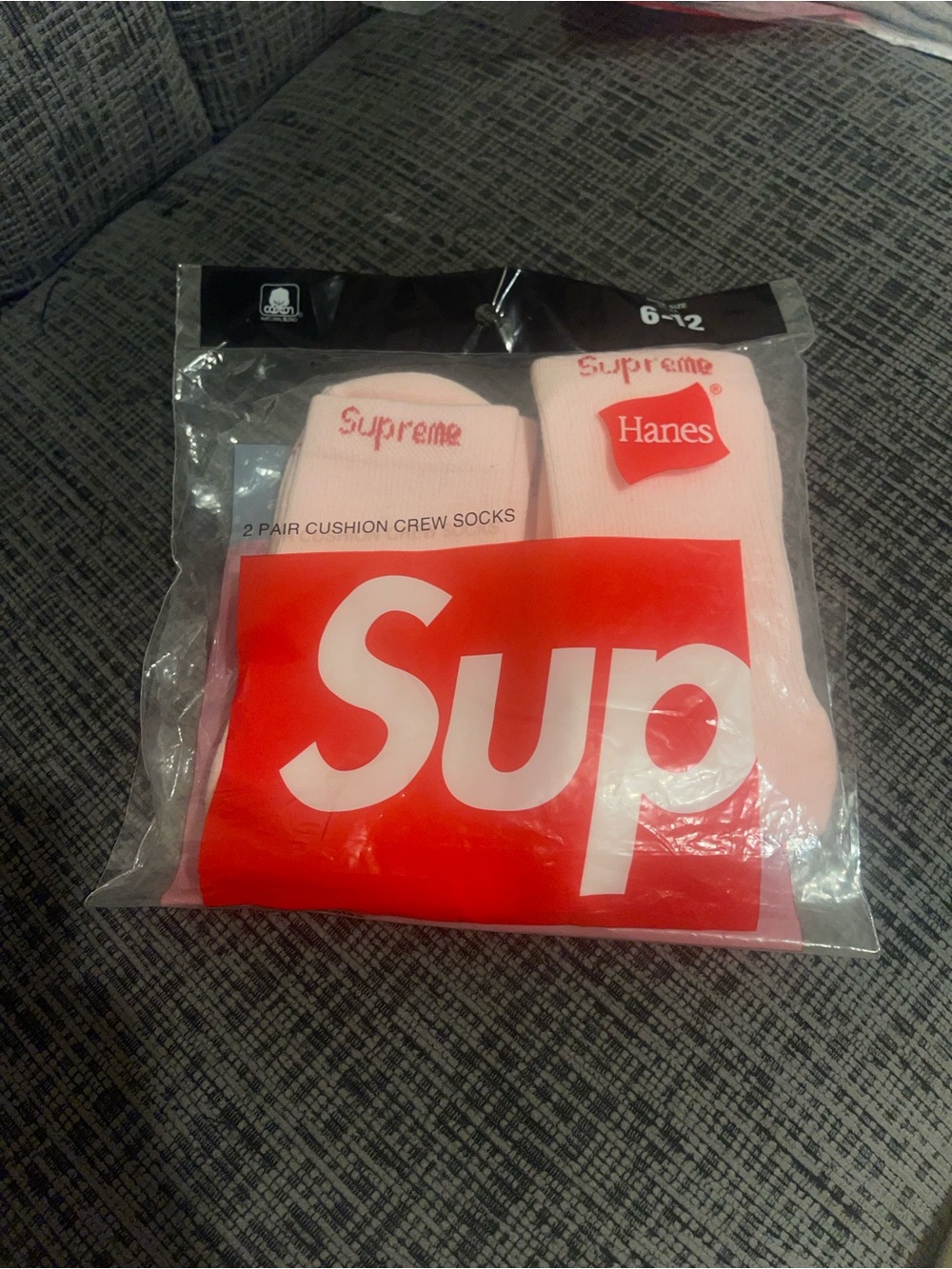 Supreme x Hanes Light Pink Cushion Crew Socks - 2 Pair